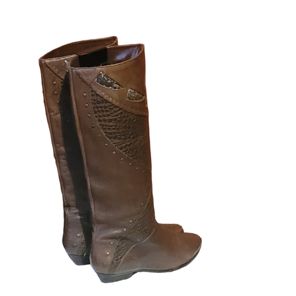Women Vintage Leather Brown Tall Boots By Footwears Size 8M/Women Pull On Boots/ - Picture 6 of 11